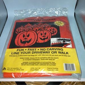 Vintage 1991 Halloween Leaf Bags 10 Pack Stuff A Pumpkins Fall Decor Retro NEW